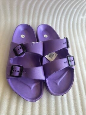 Purple Double Buckle Slide Sandals